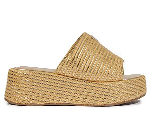 Schutz Sandália Papete Plataforma Ráfia Natural