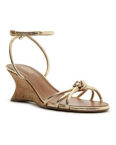 Arezzo Sandalia Salto Médio Dourado