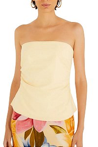 Farm Blusa Alfaiataria Sem Alça Amarela