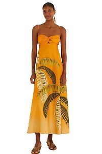Farm Vestido Estampado Itacaré Coqueiro Laranja 346609
