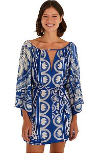 Farm Vestido Curto Manga Lenço Estampado Jardim De Banana 345412