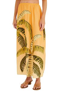 Farm Saia Estampada Itacaré Coqueiro Laranja 345520