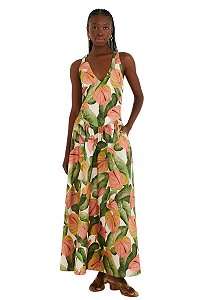 Farm Vestido Longo Estampado Antúrio Corrido 346382