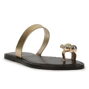 Schutz Sandália Rasteira Ornella Couro Dourada