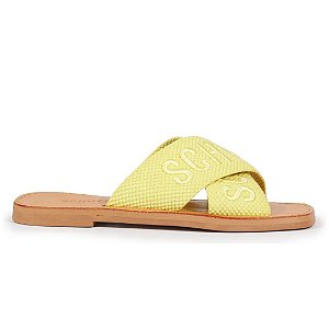 Schutz Sandália Rasteira X  Logo Amarela