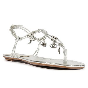 Schutz Sandália Rasteira Tira Metalizada Prata