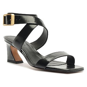 Arezzo Sandalia Couro Salto Medio Preta