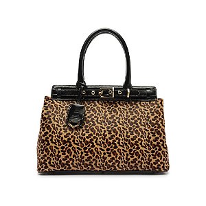 Arezzo Bolsa Grande Couro Animal Print Onça
