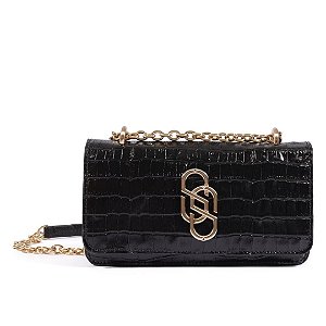 Schutz Bolsa Tiracolo Soul Wood Pequena Couro Preta