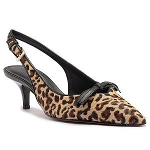 Arezzo Scarpin Animal Print Pelo Salto Fino Slingback Laço