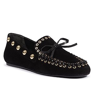Schutz Mocassim Aplicações Couro Nobuck Preto