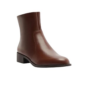 Arezzo Bota Marrom Couro Cano Curto Salto Bloco