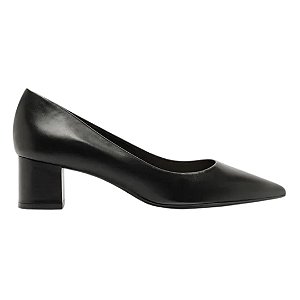 Arezzo Scarpin Preto Couro Salto Baixo Bloco City