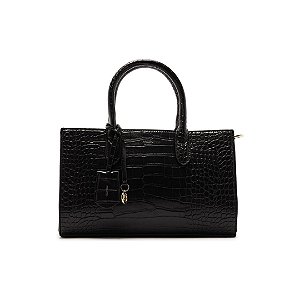Arezzo Bolsa Media Croco Sintetico Preto