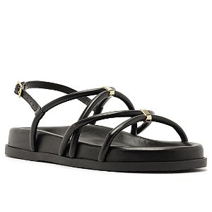Arezzo Sandália Papete Preta Flatform Metais