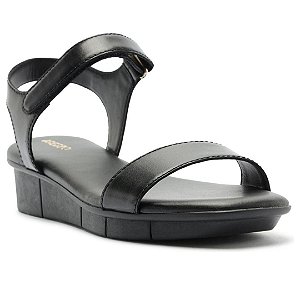 Arezzo Sandália Preta Couro Flatform Comfort