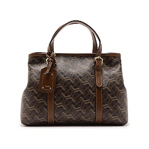 Arezzo Bolsa Tote Marrom Couro Grande Estampa