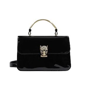 Schutz Bolsa Satchel Leones Média Couro Preta
