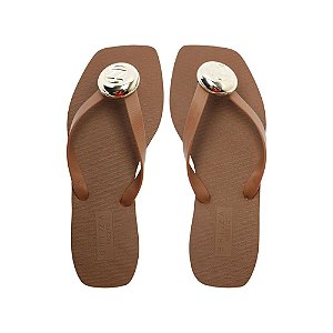 Arezzo Chinelo de Dedo Marrom Square Metal Brizza