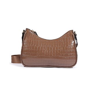 Schutz Bolsa Pequena Croco Marrom