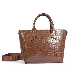 Schutz Bolsa Media Croco Marrom