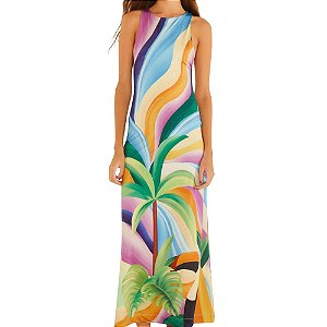 Farm Vestido Midi Estampado Montanha De Tucano