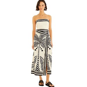Farm Vestido Cropped Estampado Listra Tropical