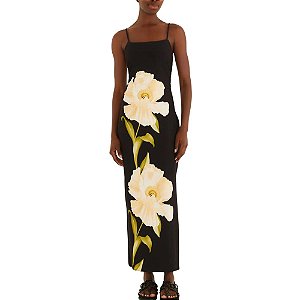 Farm Vestido Midi Estampado Papoula