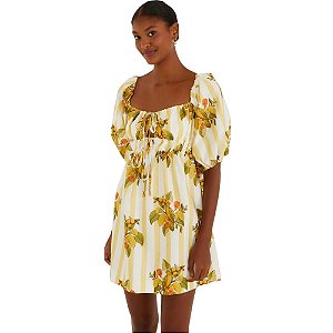 Farm Vestido Curto Estampado Pássaro Chic