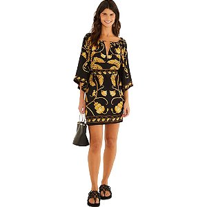 Farm Vestido Curto Ourinho Tropical