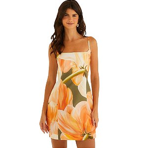 Farm Vestido Curto Alças Estampado Amarilis