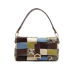 Arezzo Bolsa Tiracolo Multicolorida Couro Média Fecho Metálico