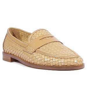 Schutz Mocassim Bico Redondo Couro Marrom Claro