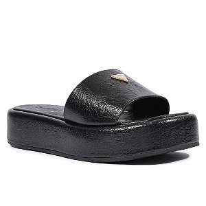 Schutz Sandália Flatform Couro Preto