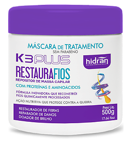 HIDRAN-k3 plus máscara tratamento restaura fios 500g