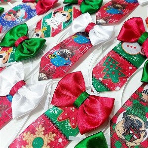 Gravata Borboleta Social Estampado de Natal - 10 unidades