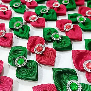 Laço Pinup Strass de Natal - 10 unidades