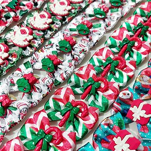Laço Borboleta Estampado Botão de Natal - 10 unidades