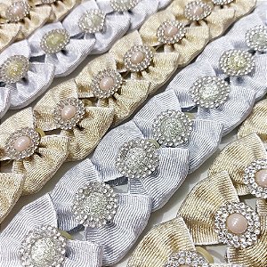 Laço Borboleta Lurex Strass de Ano Novo - 10 unidades