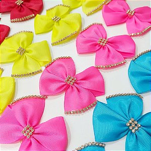 Laço Maxi 4 Pontas Strass - 10 unidades