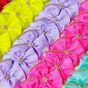 Laço Maxi 4 Pontas Strass - 10 unidades