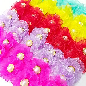 Laço Fuxico Voil Pérola - 10 unidades