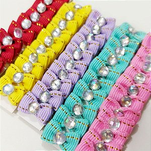 Laço Micro Borboleta Pespontada Ouro - 20 unidades