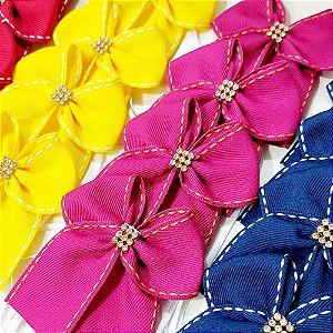 Laço Pescoço Jeans Strass - 10 unidades
