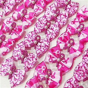 Laço Borboleta Estampado Outubro Rosa - 10 unidades