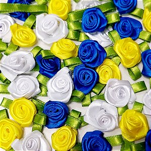 Laço de Penteado Flor Rococó Copa Brasil - 10 unidades