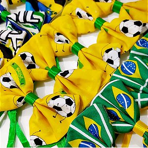 Gravata Borboleta Tecido Estampado Copa Brasil - 10 unidades