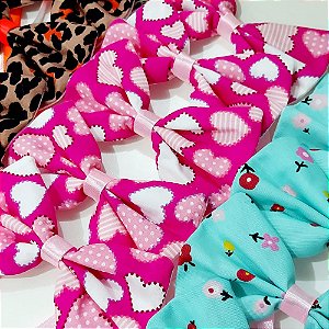 Gargantilha Borboleta Tecido Estampado - 10 unidades
