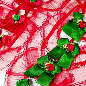 Golas Boneca Tule de Natal - 10 unidades