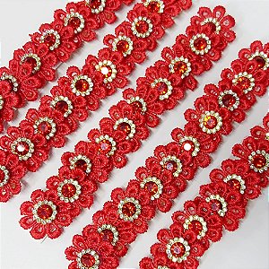 Laço de Penteado Guipir Pedraria Natal - 10 unidades